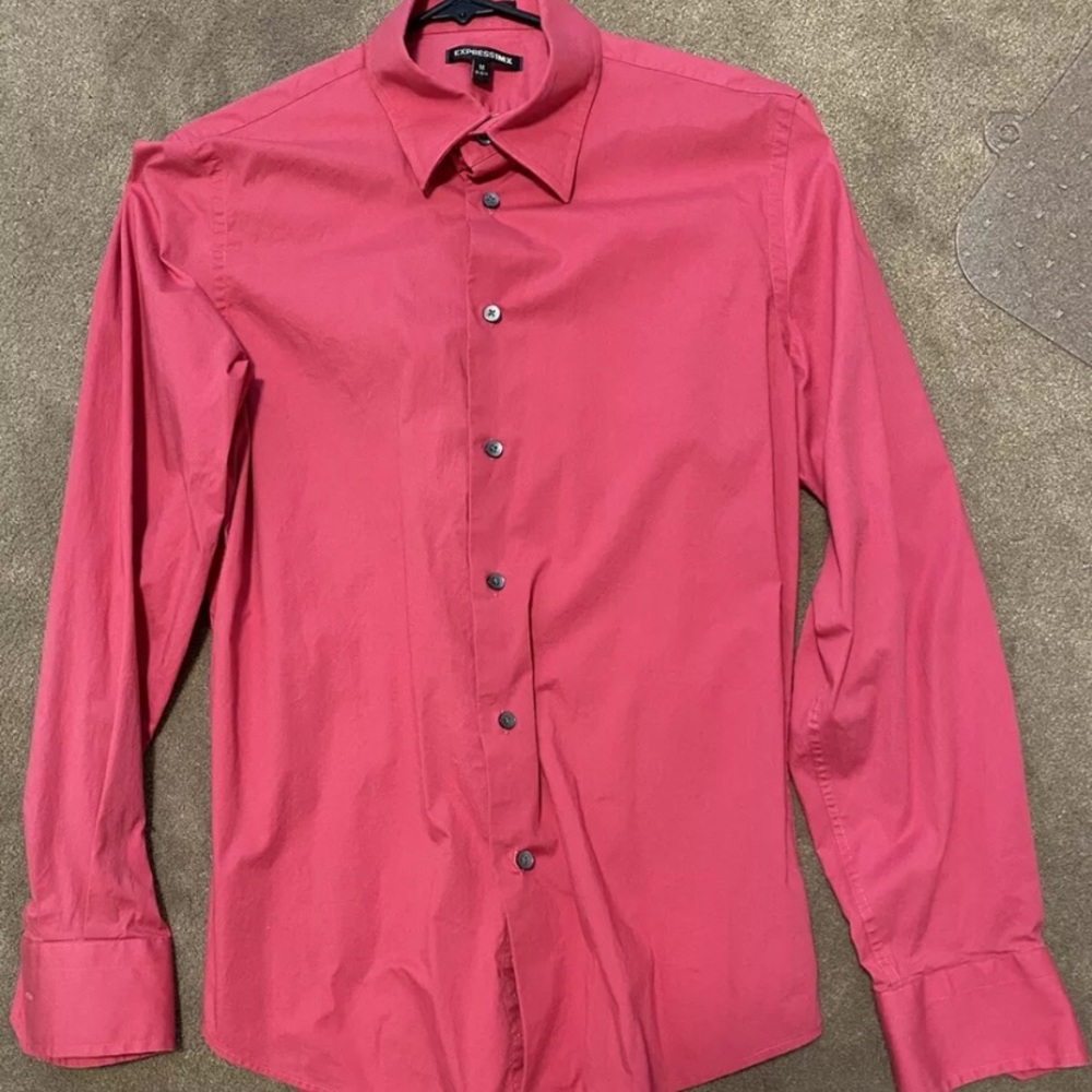 Express Mens Pink Button Down Shirt Sz M 15-15 1/2